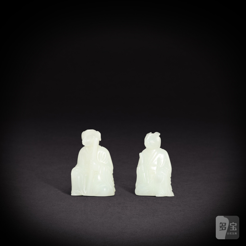Two white jade zodiac figures, Qing dynasty, 18th - 19th century | 清十八至十九世紀 白玉生肖坐像兩件